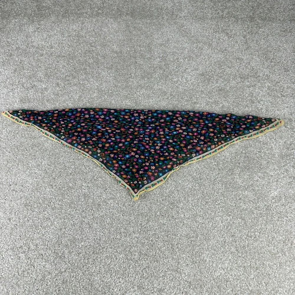 Vtg Talbots Silk Floral Scarf Women OS Black Multi Excellent Ditsy Print Sheer